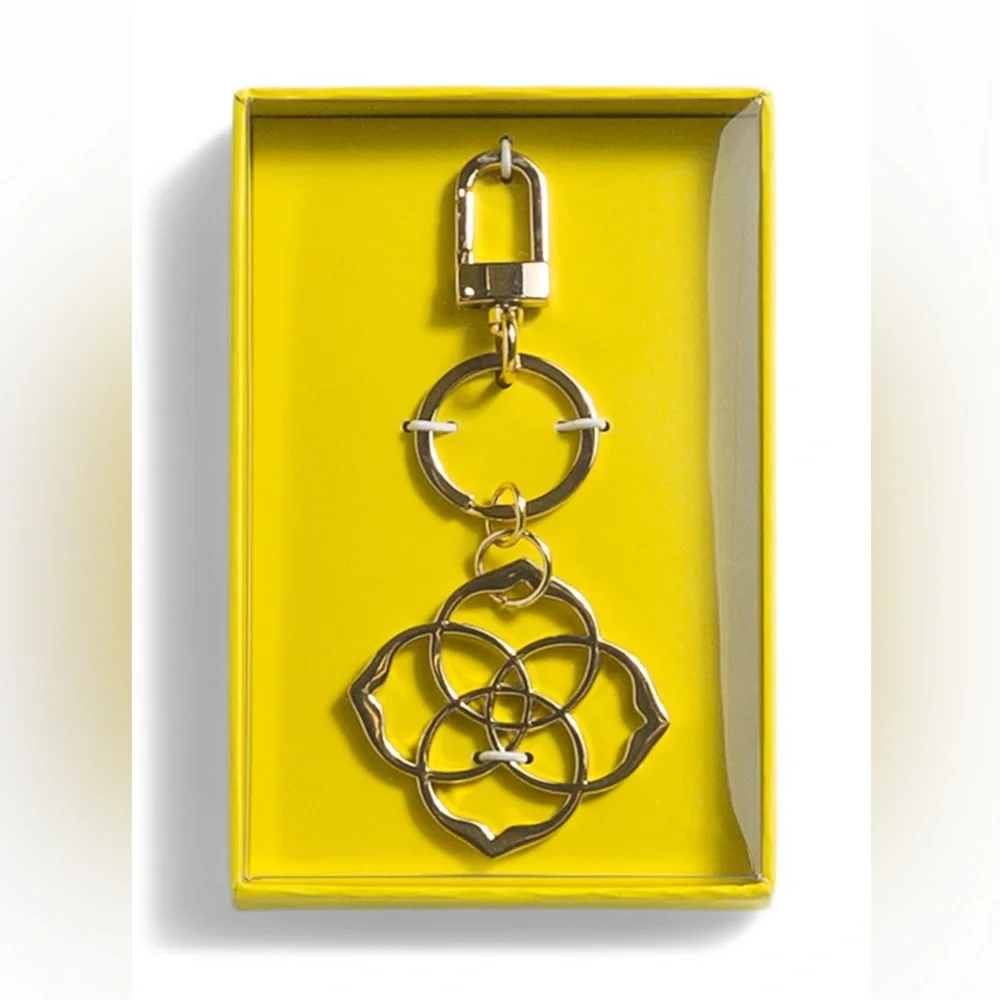 Kendra Scott Gold Plated Dira Medallion Keychain or Bag Charm NEW